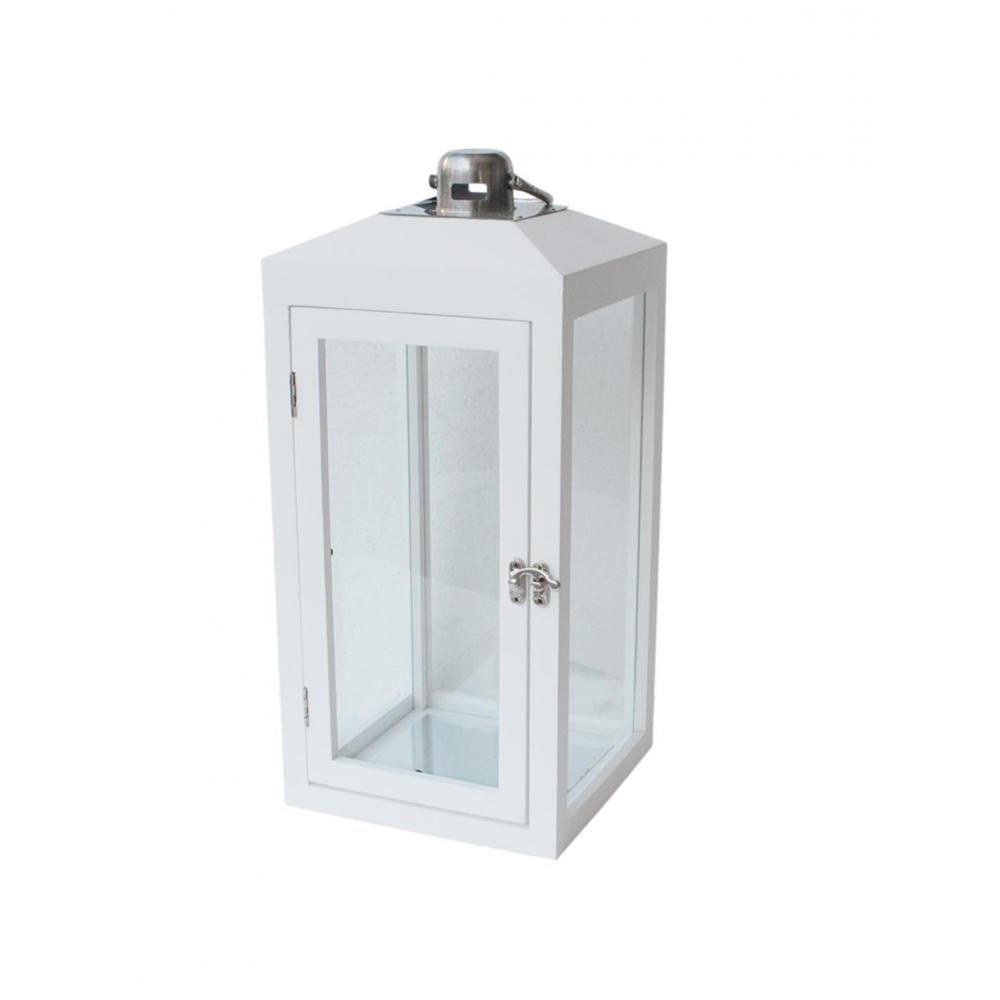 Φανάρι ξύλινο λευκό 18X18X38cm Plastona 00.07.77025