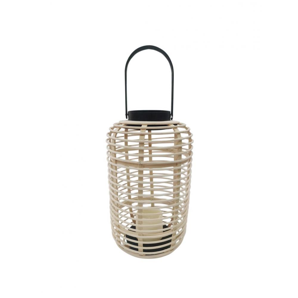 Φανάρι rattan φυσικό με κερί μπατ.LED 24,5Χ41,5 Plastona 00.06.61158