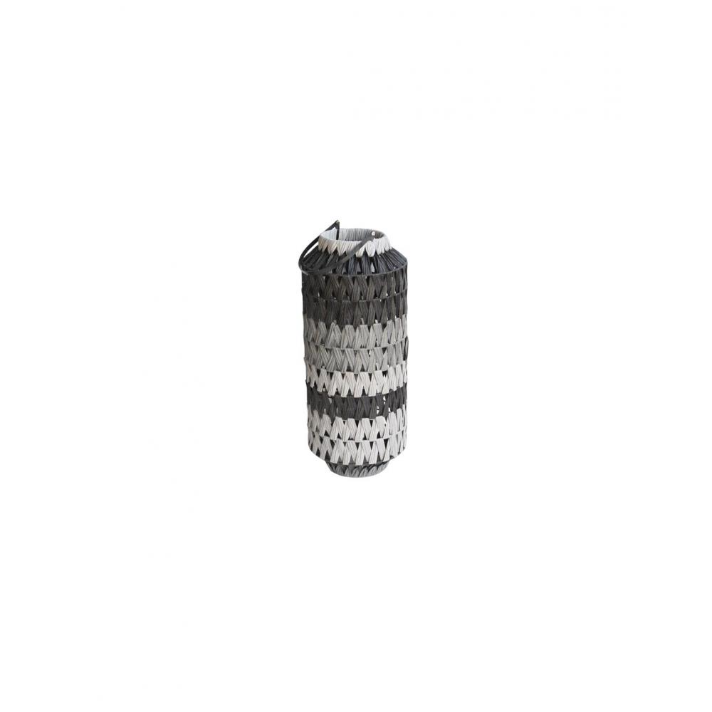 Φανάρι τενχητό rattan με γυαλί μαύρο-γκρι Φ25Η59,5CM Plastona 00.06.61348