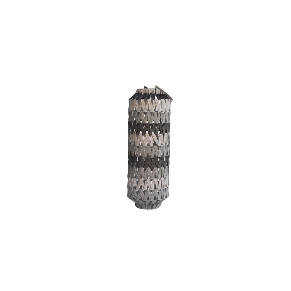 Φανάρι τεχνητό rattan με γυαλί μαύρο-γκρι Φ25Η70CM Plastona 00.06.61346