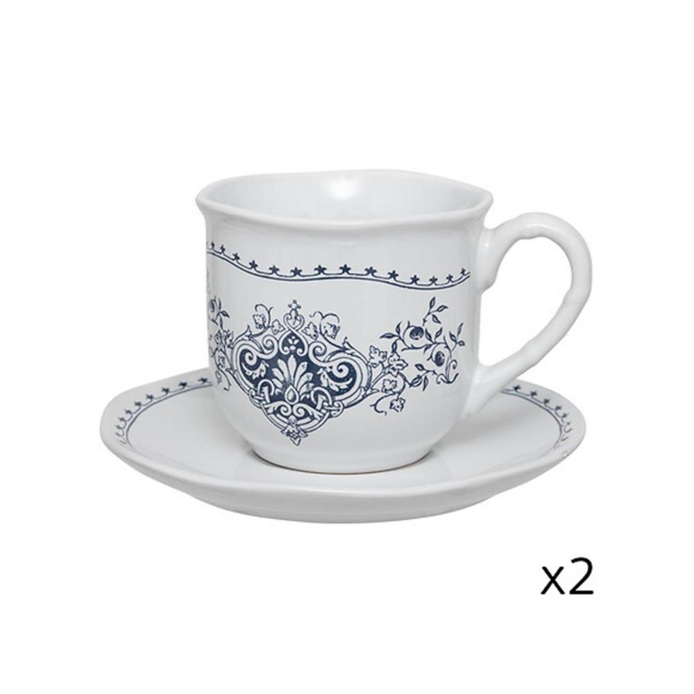 Φλιτζάνι με πιάτο/μπλε σχέδια σ/2 τεμ 18cl/10,5 x  6,6 x 7,5 cm Plastona 07.196474