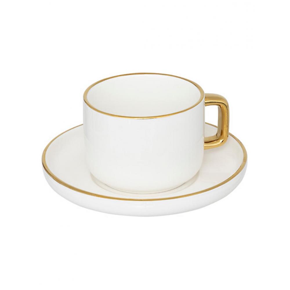 Φλυτζάνι πορσελάνη λευκό/χρυσό 25cl/15,4x7,4cm Plastona 07.196437