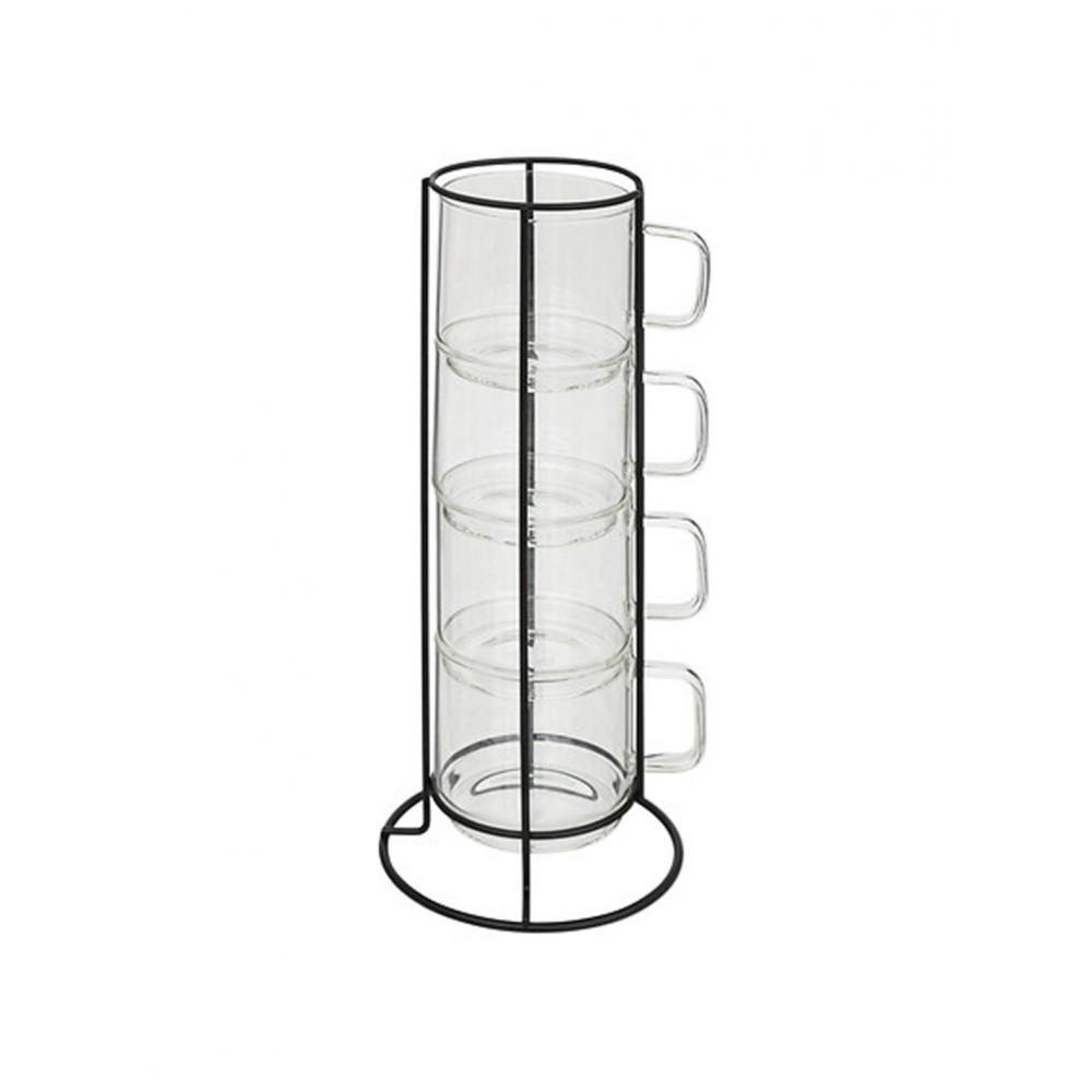 Φλυτζάνια γυάλινα διάφανα σε βάση12 x 8,8 x 28,5 cm Plastona 07.196448