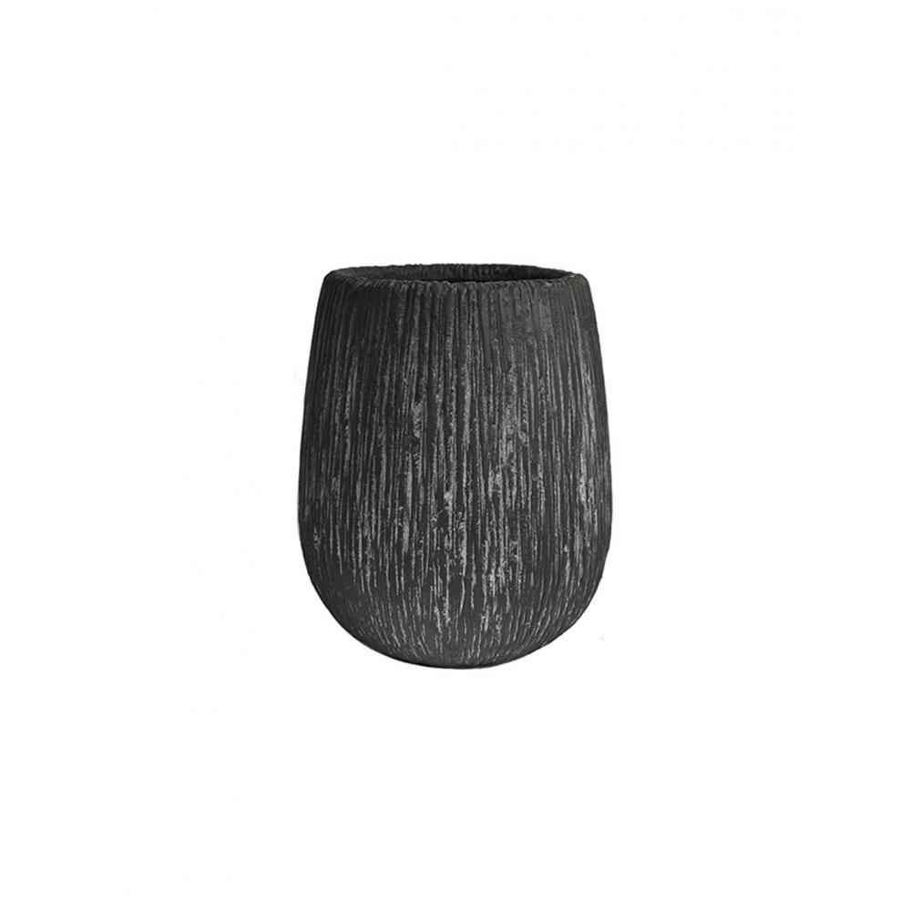 Γλάστρα μπουλ κεραμ.carve μαύρο χρ. Φ34Χ40 Plastona 00.03.35569