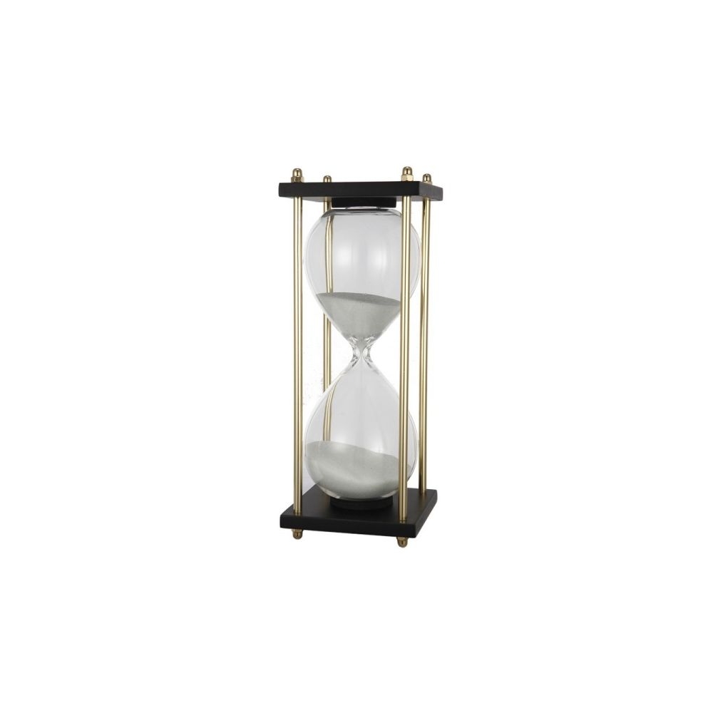 Artekko Hourglass Κλεψύδρα Διακοσμητική Γυαλί Μέταλλο Μαύρο Χρυσό (9.8x9.8x23)cm Artekko JC75521-WHIT