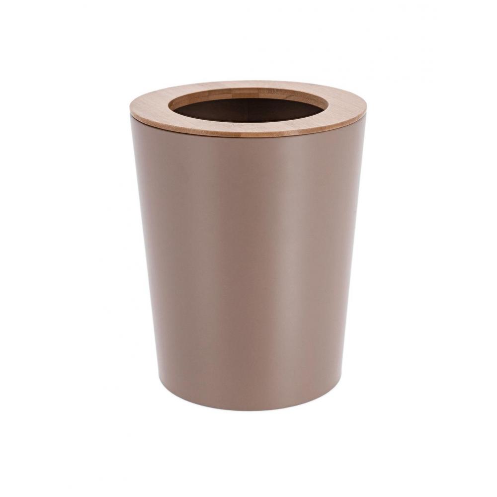 Κάδος απορ.μεταλ.bamboo καπάκι 5lt cappuccino 20x25cm Plastona 06.6550166
