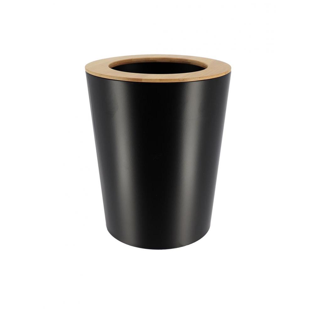 Κάδος αποριμμάτων μεταλ./καπάκι bamboo 5lt μαύρος/20x25.5cm Plastona 06.6550103