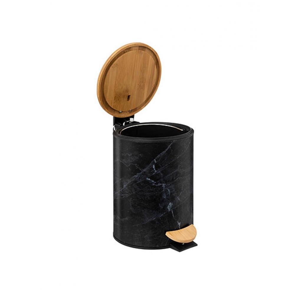 Κάδος απορριμάτων  black marble 3LT Φ16,8Η25cm Plastona 07.174995B