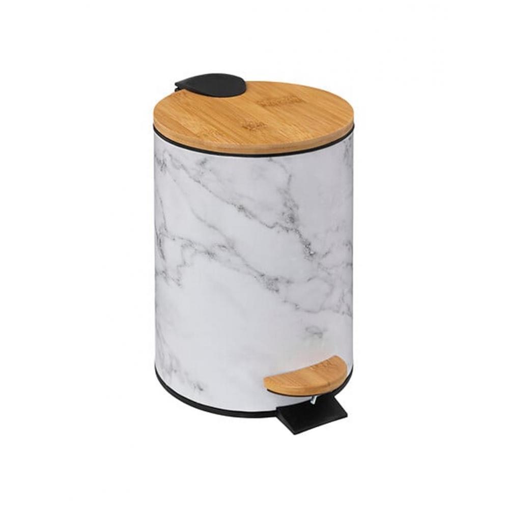 Κάδος απορριμάτων  white marble 3LT Φ16,8Η25cm Plastona 07.174995