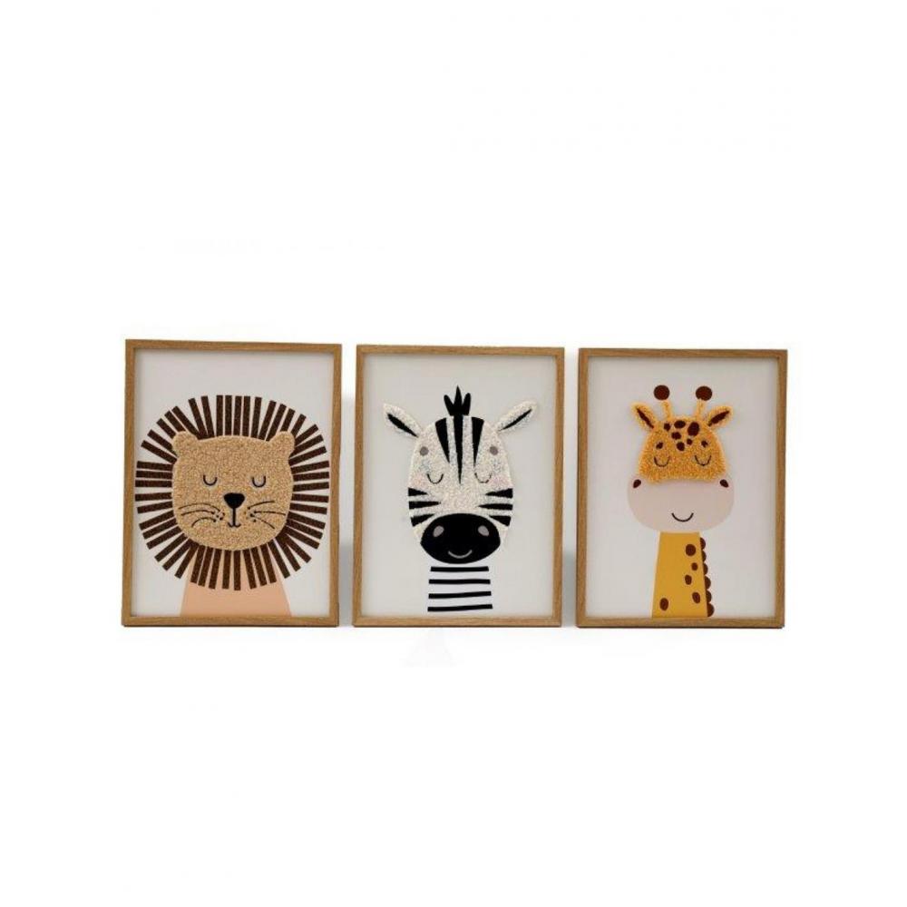 Κάδρο αγρια ζώα 3σχέδια 30x40cm Plastona 014.WP2571