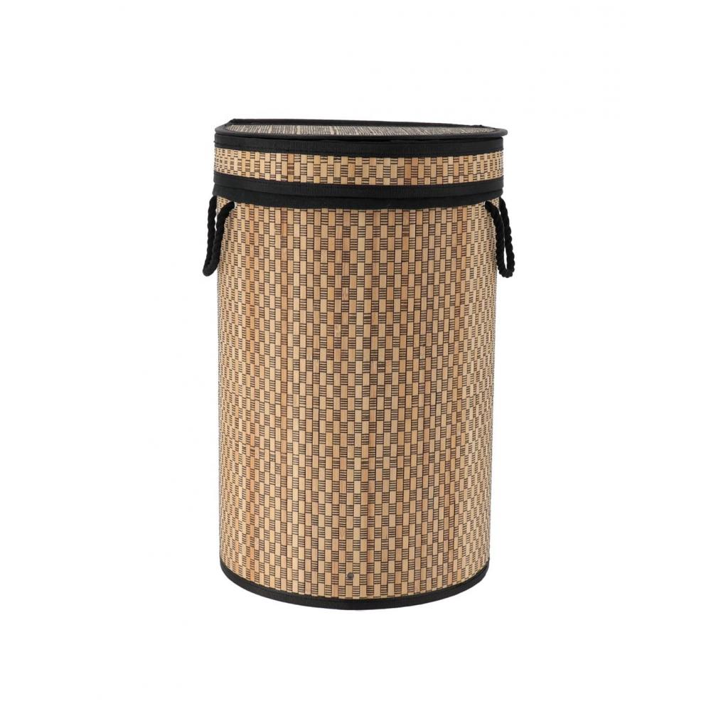 Καλάθι απλύτων bamboo φυσικό/μαύρο  Φ35 H55 cm Plastona 06.8732104