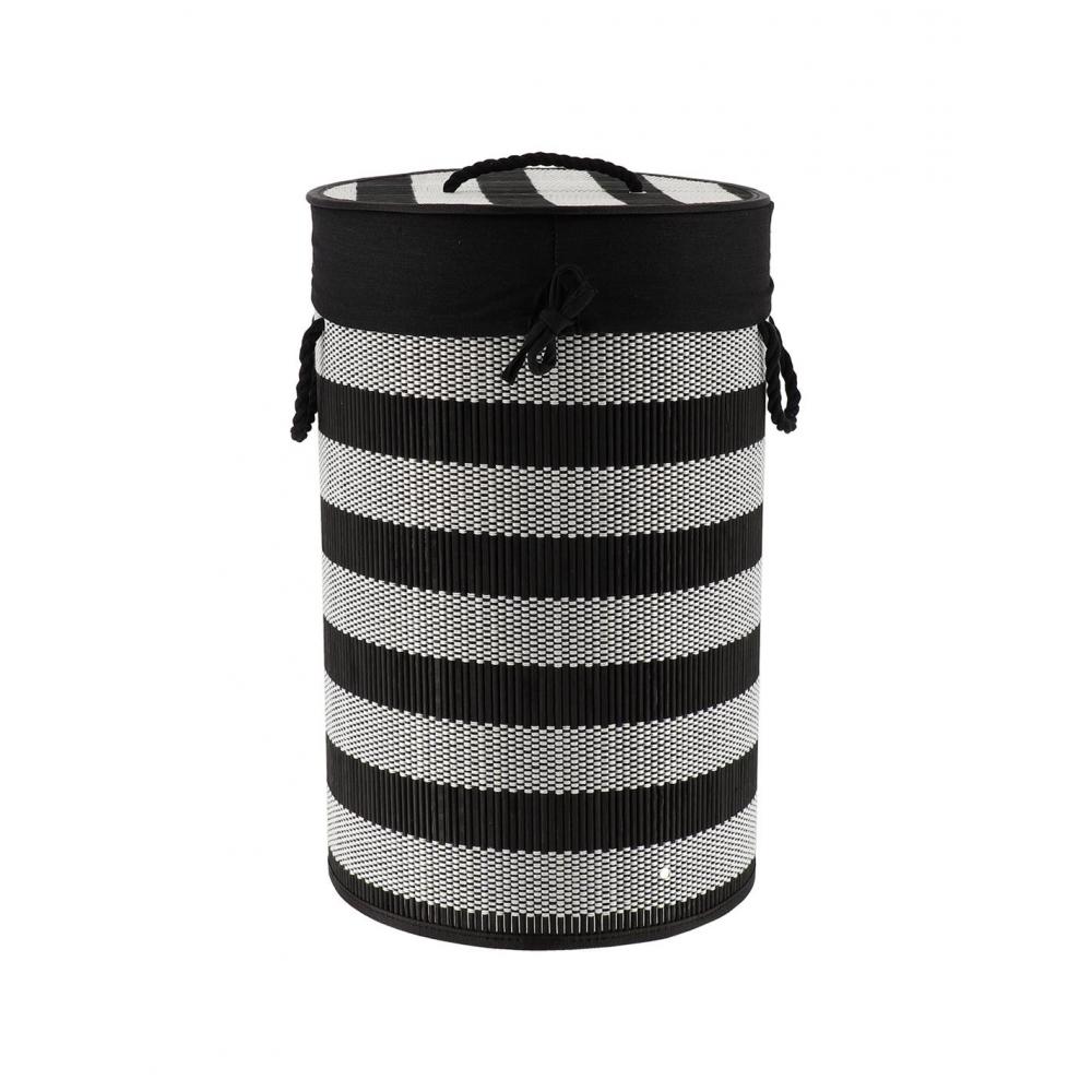 Καλάθι απλύτων bamboo ριγέ λευκό/μαύρο  Φ35 H55 cm Plastona 06.8731203