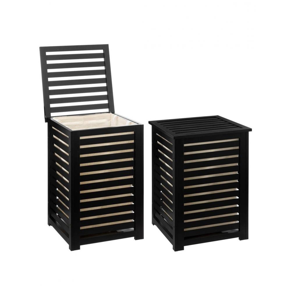 Καλάθι απλύτων μπάνιου bamboo μαύρο  40Χ40Χ58 Plastona 07.160823B