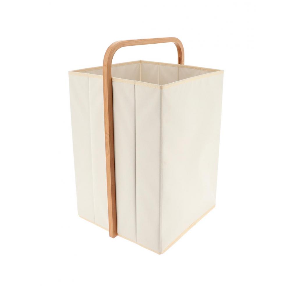 Καλάθι απλύτων polyester εκρου με bamboo χέρι 35,5Χ33Χ55 Plastona 06.8727104