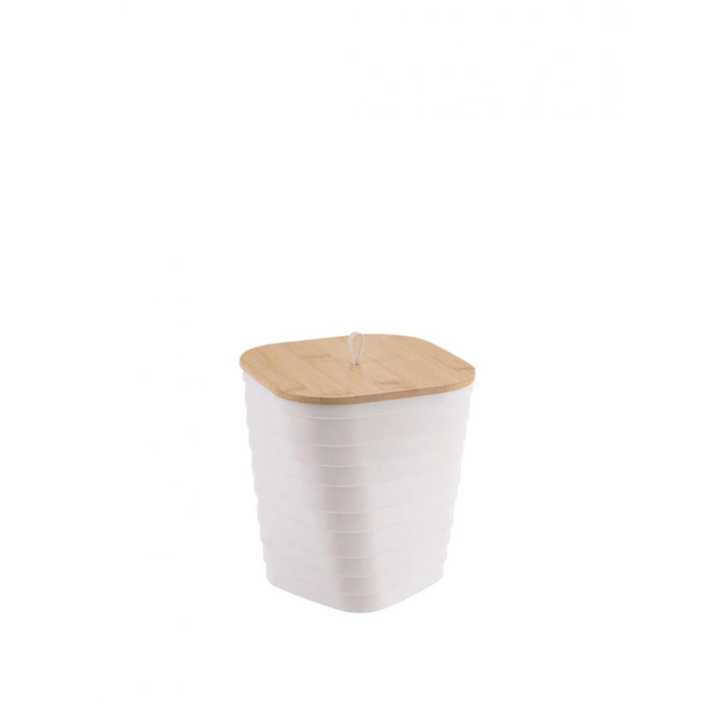 Καλάθι απορ.PP λευκό με καπάκι bamboo Plastona 06.655410003