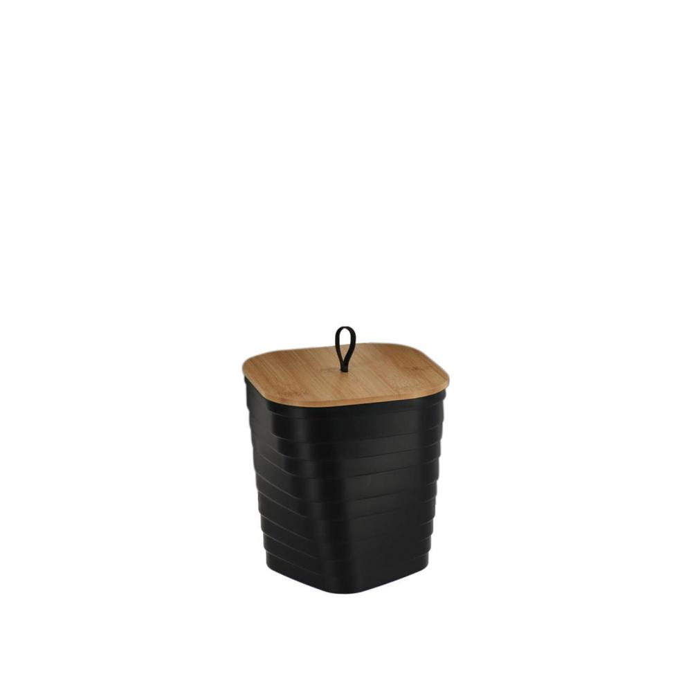 Καλάθι απορ.PP μαύρο  με καπάκι bamboo Plastona 06.655410303