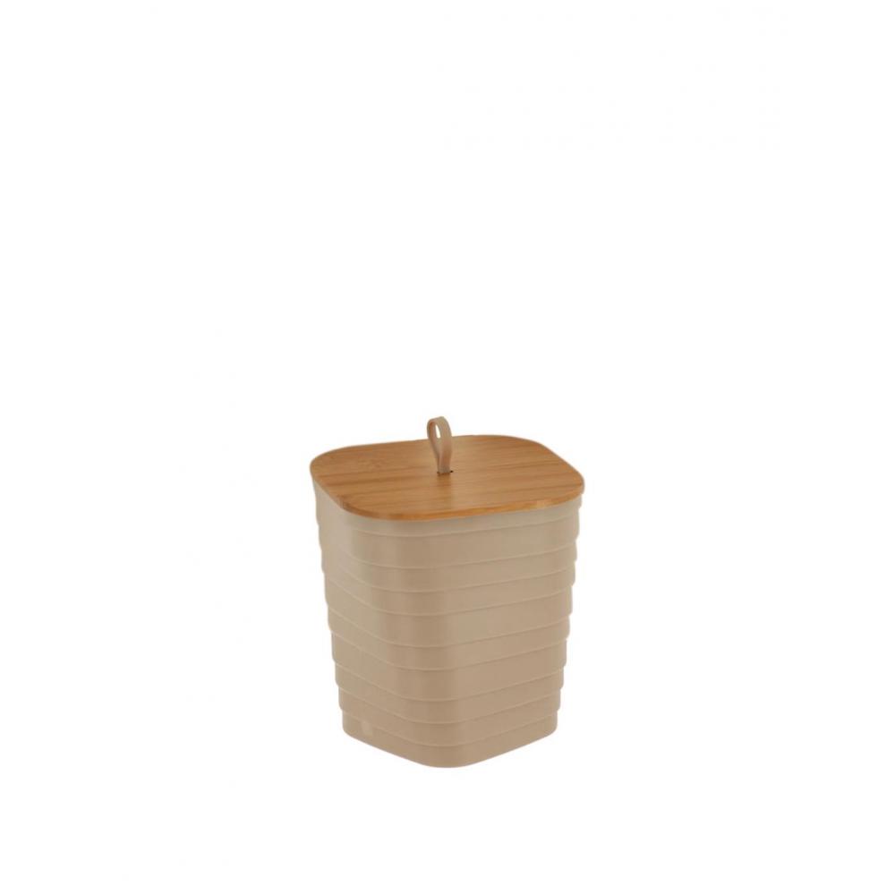 Καλάθι απορ.PP μπεζ  με καπάκι bamboo Plastona 06.655416103