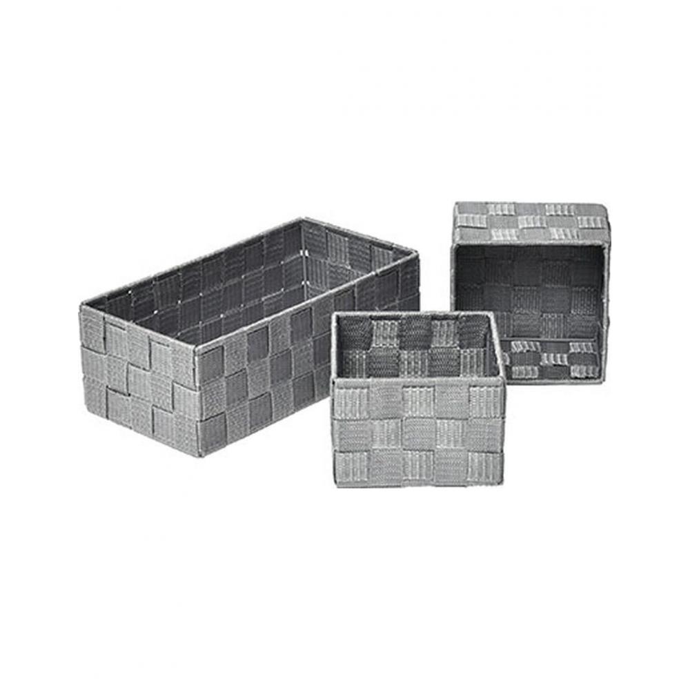 Καλάθι αποθήκευσης Polyester γκρι set3τμχ Plastona 06.84124180