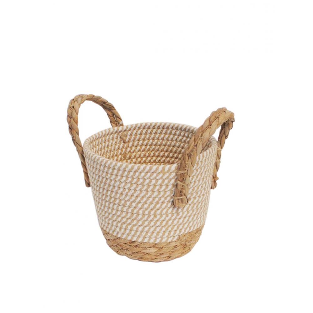 Καλάθι βαμβ.ψάθινο εκρού-φυσικό Φ24Η19/27cm Plastona 00.06.61358