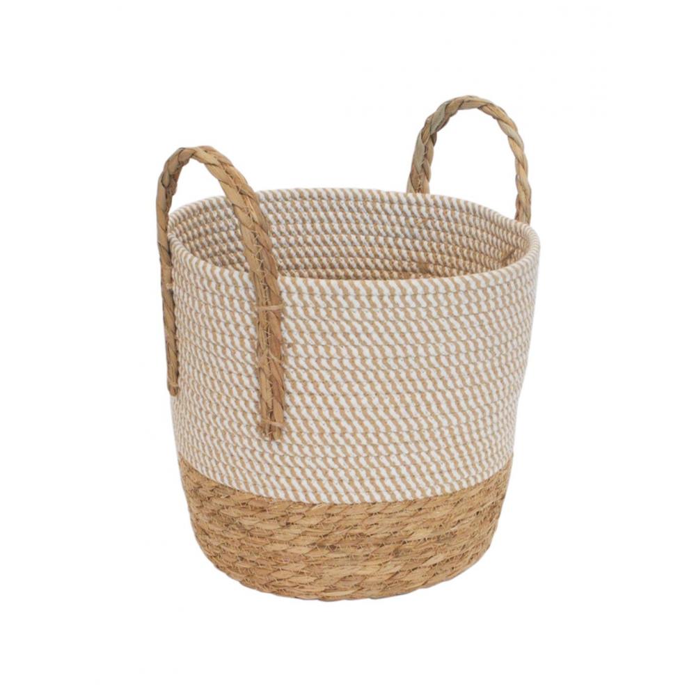 Καλάθι βαμβ.ψάθινο εκρού-φυσικό Φ27Η25/33cm Plastona 00.06.61359