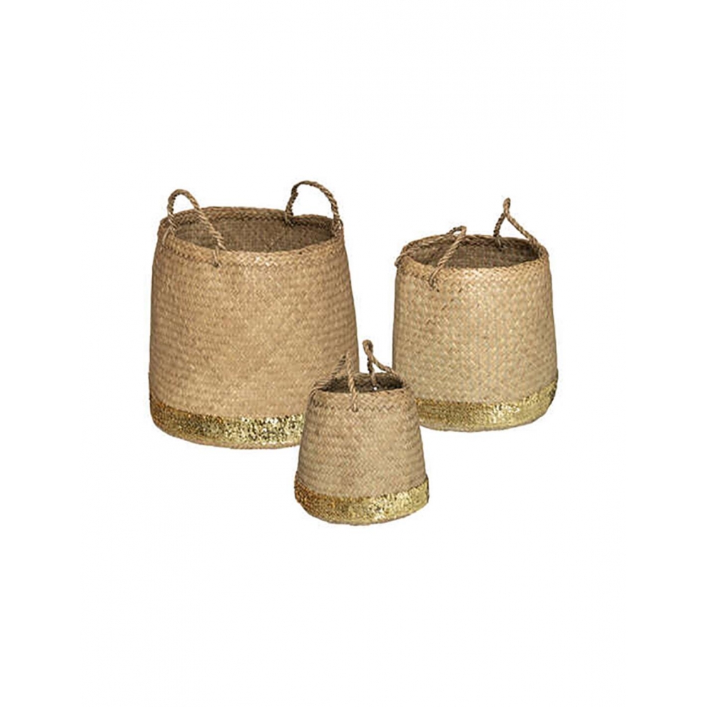 Καλάθι Bamboo βαθύ με χρυσό τελειώμα σ/3(24Χ24+29Χ30+41Χ35) Plastona 07.178797