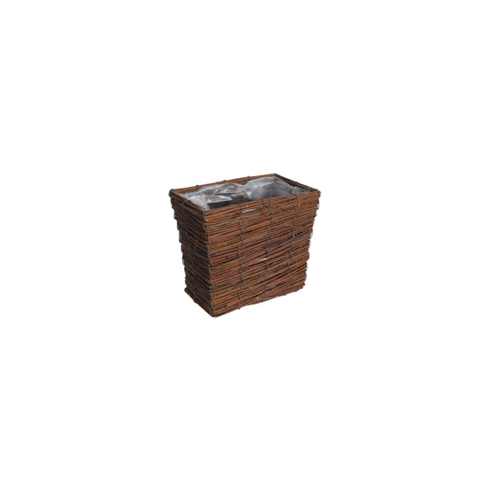 Καλάθι / κασπώ Ιτιά φυσικό με νάυλον 26x26x21CM Plastona 00.06.61418