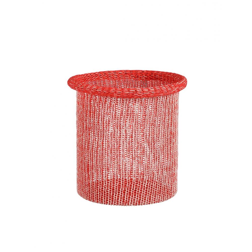 Καλάθι κόκκινο πλεκτό κυλινδρ.Φ28Η25cm Plastona 02.1094141