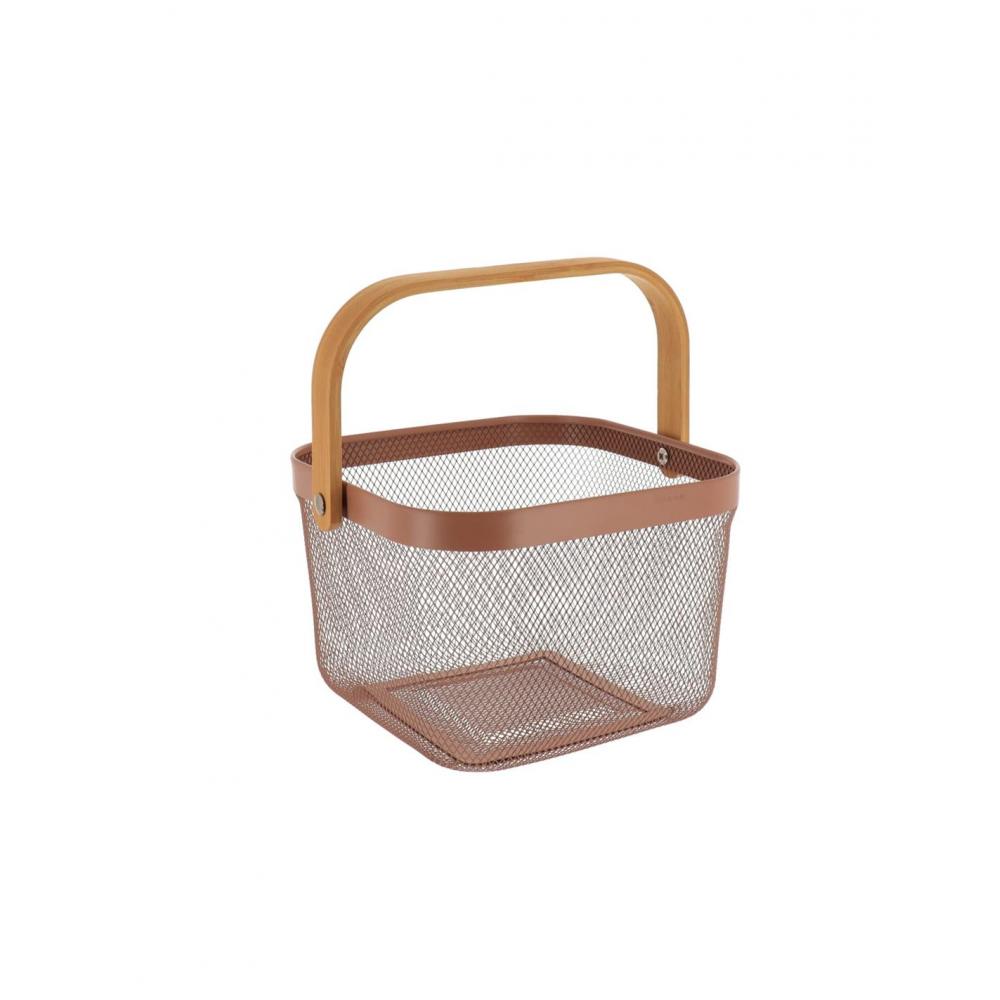 Kαλάθι μεταλ. Cappuccino με bamboo χέρι 24Χ24Χ17,5 Plastona 06.8860162