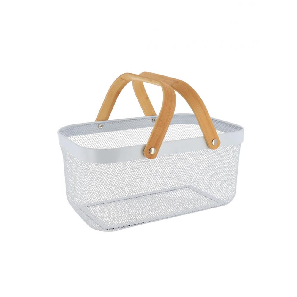 Kαλάθι μεταλ. Λευκό με bamboo χέρι 39Χ25Χ19,5 Plastona 06.8861100