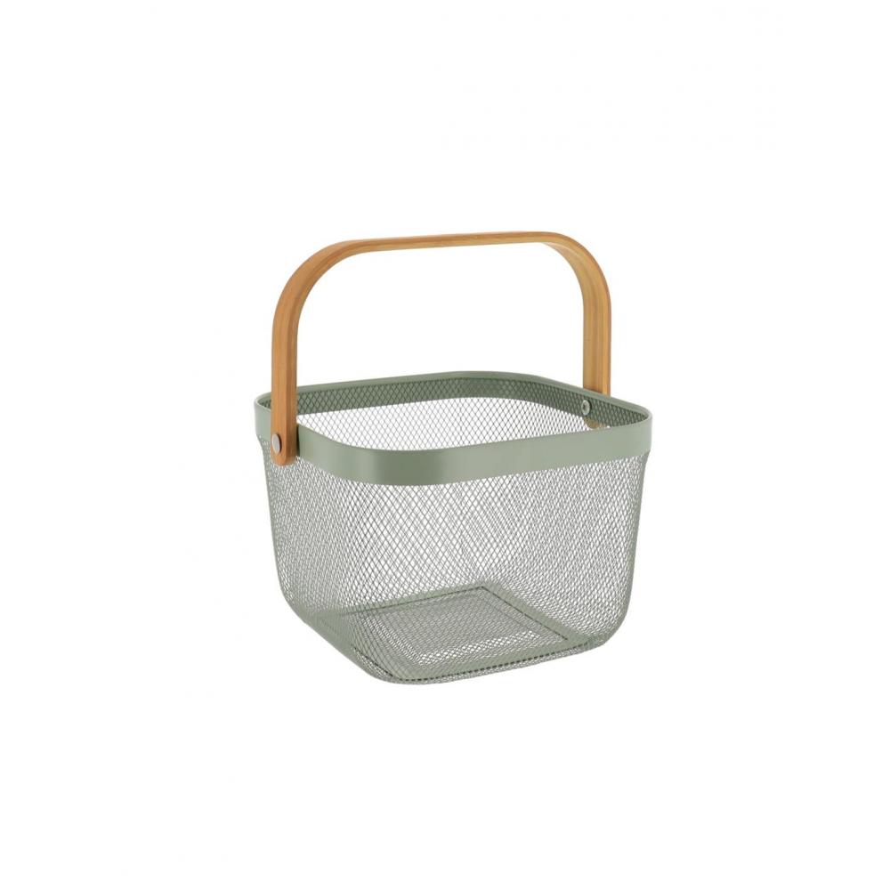 Kαλάθι μεταλ. Χακί με bamboo χέρι 24Χ24Χ17,5 Plastona 06.8860143