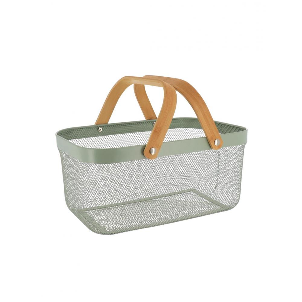 Kαλάθι μεταλ. Χακί με bamboo χέρι 39Χ25Χ19,5 Plastona 06.8861143