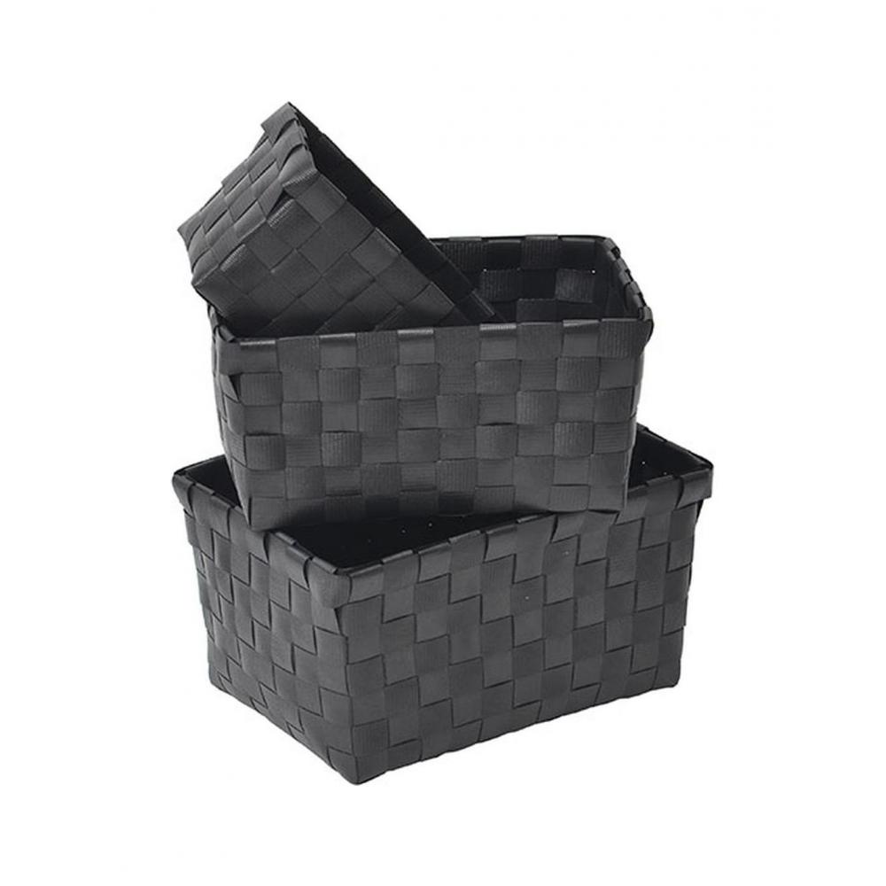 Καλάθι οργάνωσης PP μαύρο set 19X13X9,5cm/17X11X8,5cm/15X9X7cm Plastona 06.8400N103