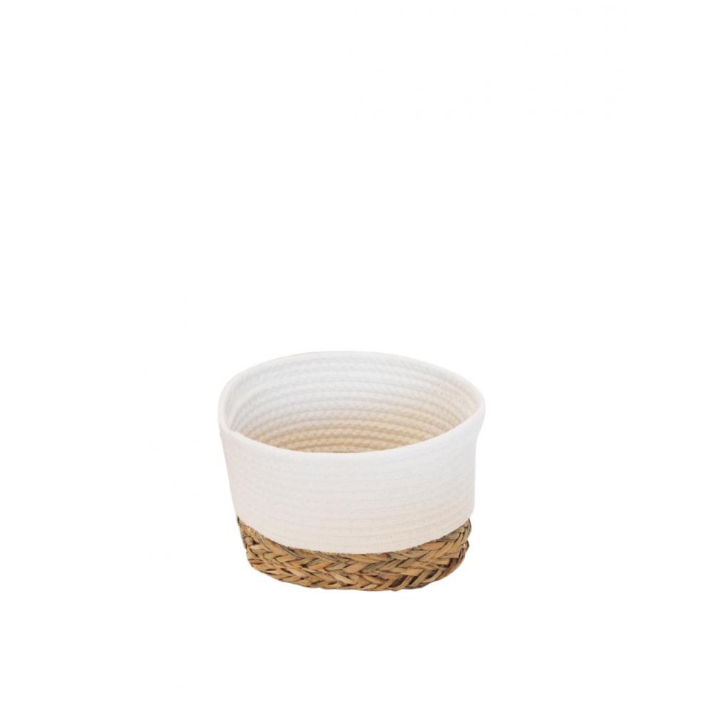 Καλάθι ψάθινο φυσικό βαμβ.λευκό 23/19ΧΗ15cm Plastona 00.06.61435