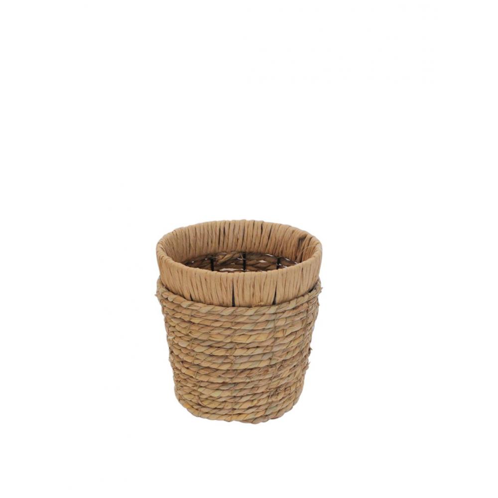 Καλάθι ψάθινο φυσικό/μεταλ.σκελ. Φ20Η20cm Plastona 00.06.61408