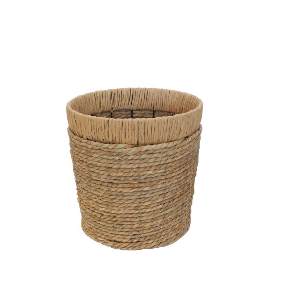 Καλάθι ψάθινο φυσικό/μεταλ.σκελ. Φ30Η30cm Plastona 00.06.61410