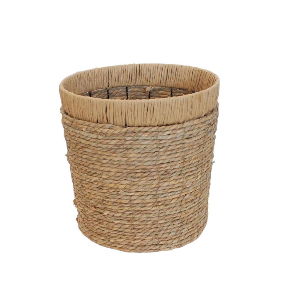 Καλάθι ψάθινο φυσικό/μεταλ.σκελ. Φ35Η35cm Plastona 00.06.61411