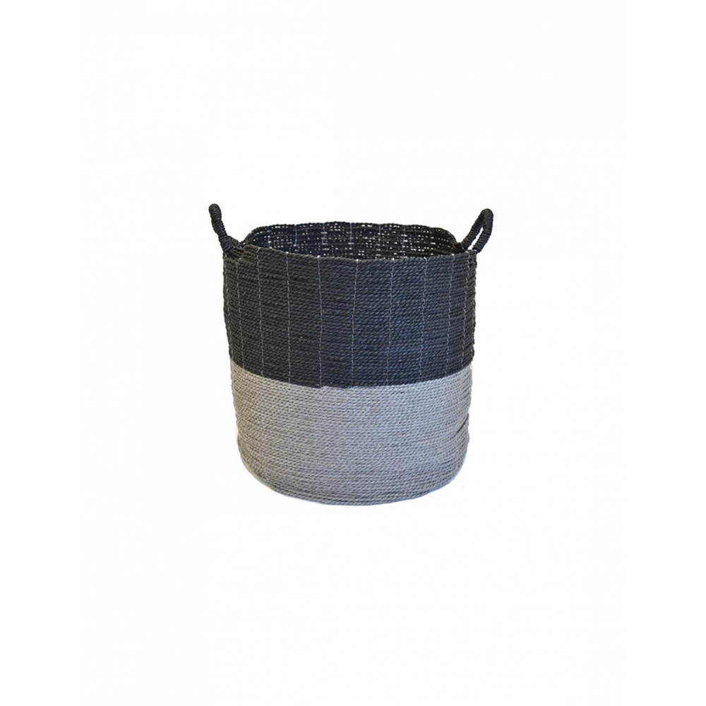 Καλάθι ψάθινο γκρι μαύρο synt.raffia  45Χ45 Plastona 00.06.67166