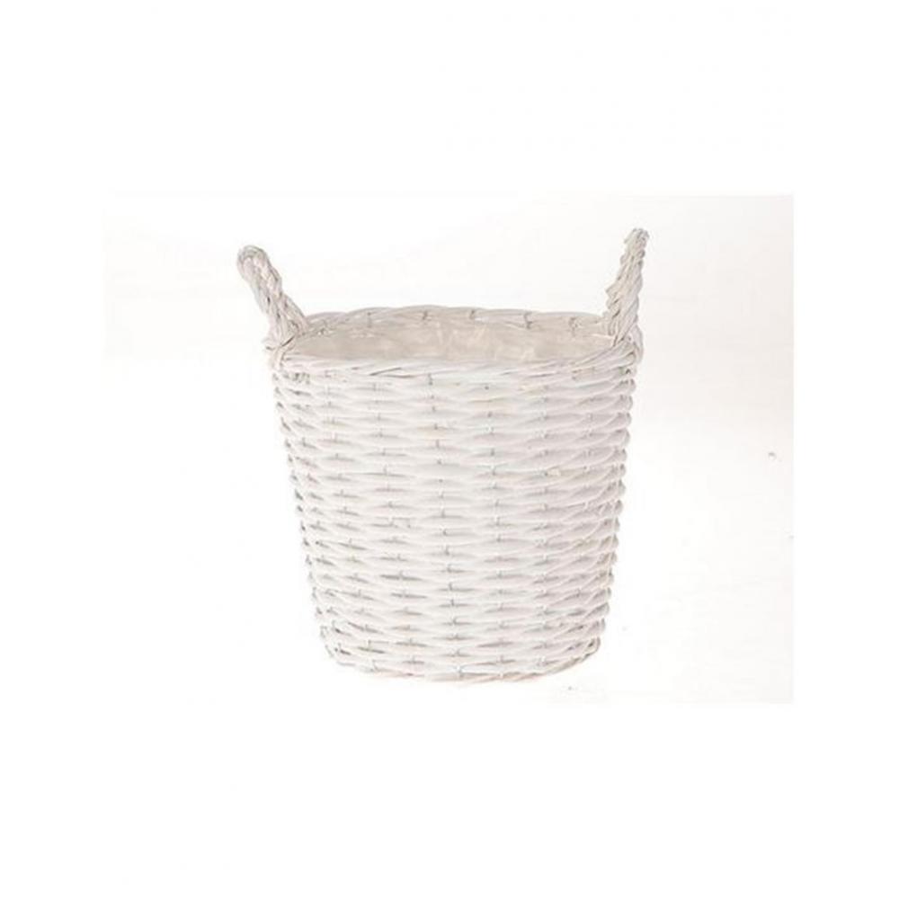 Καλάθι ψάθινο λευκό/νάυλον Φ19,5 Η15cm Plastona 012.862464133