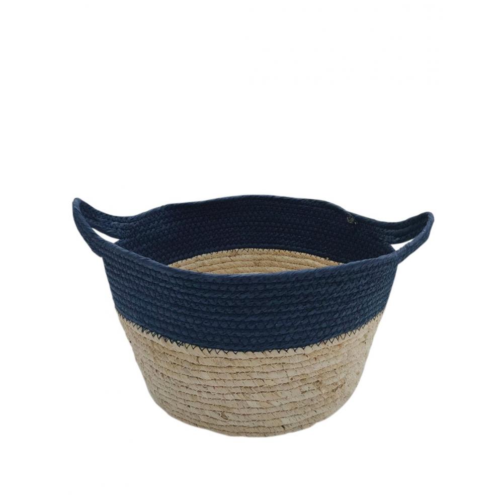 Καλάθι ψάθινο με φάσα μπλε 30Χ19,5 Plastona 00.06.61185