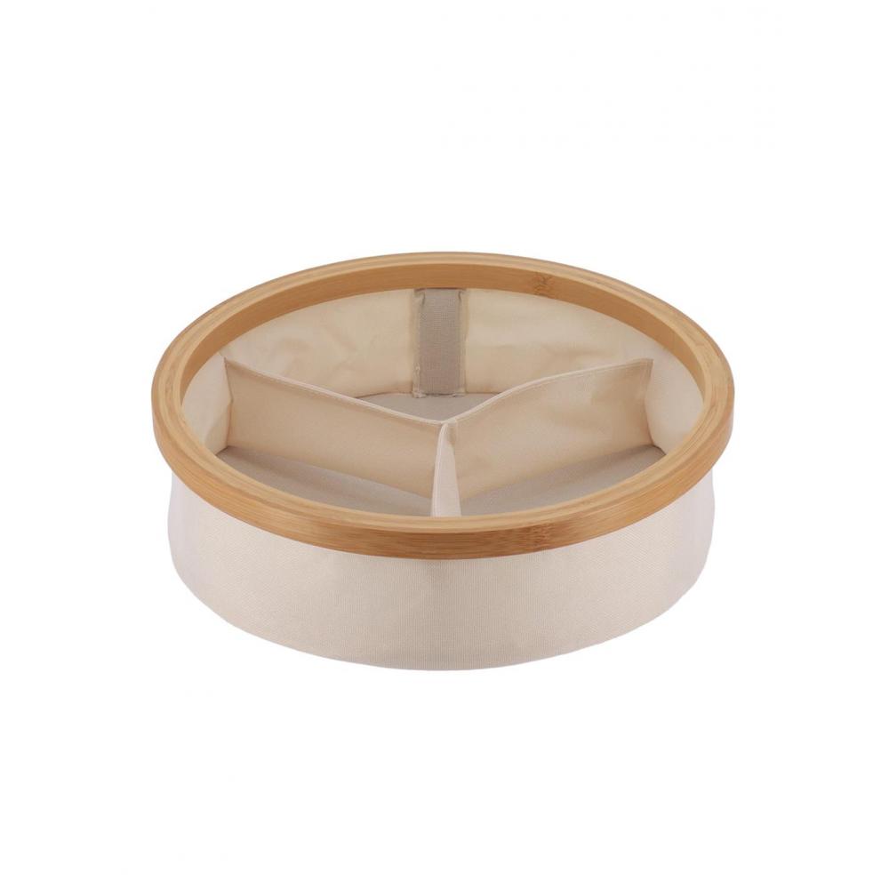 Καλάθι τακτοποiησης polyester εκρού με 3θήκες  Φ30Χ9 Plastona 06.8726104