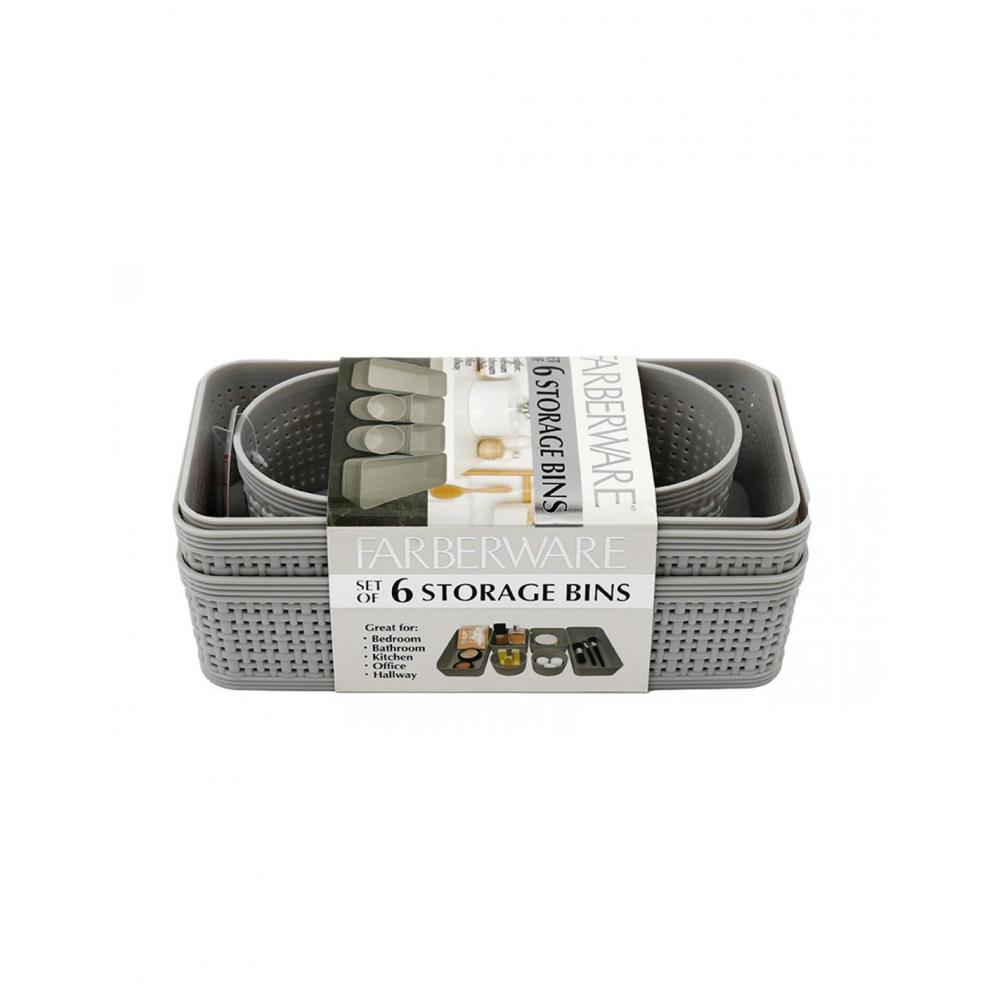 Καλάθια αποθήκευσης PP γκρι/σετ6τμχ 25X12X6CM Plastona 014.SG0393