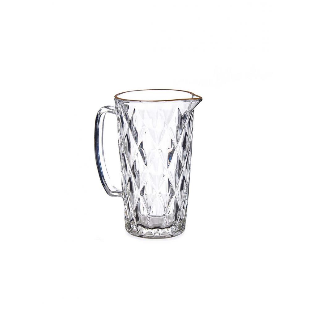 Κανάτα γυάλ.Diamond/χρυσό στόμιο 1L/12,5x15,5H20,5cm Plastona 029.83517