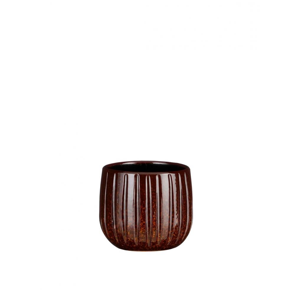 Κασπώ κεραμ.μπουλ ριγέ καφέ  Φ14Χ12 cm Plastona 02.1148537
