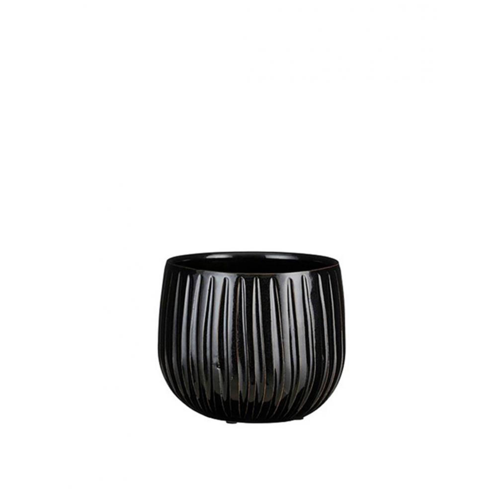 Κασπώ κεραμ.μπουλ ριγέ μαύρο  Φ14Χ12 cm Plastona 02.1148525