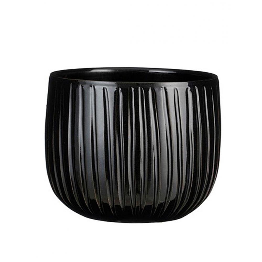 Κασπώ κεραμ.μπουλ ριγέ μαύρο  Φ25Χ20cm Plastona 02.1148529