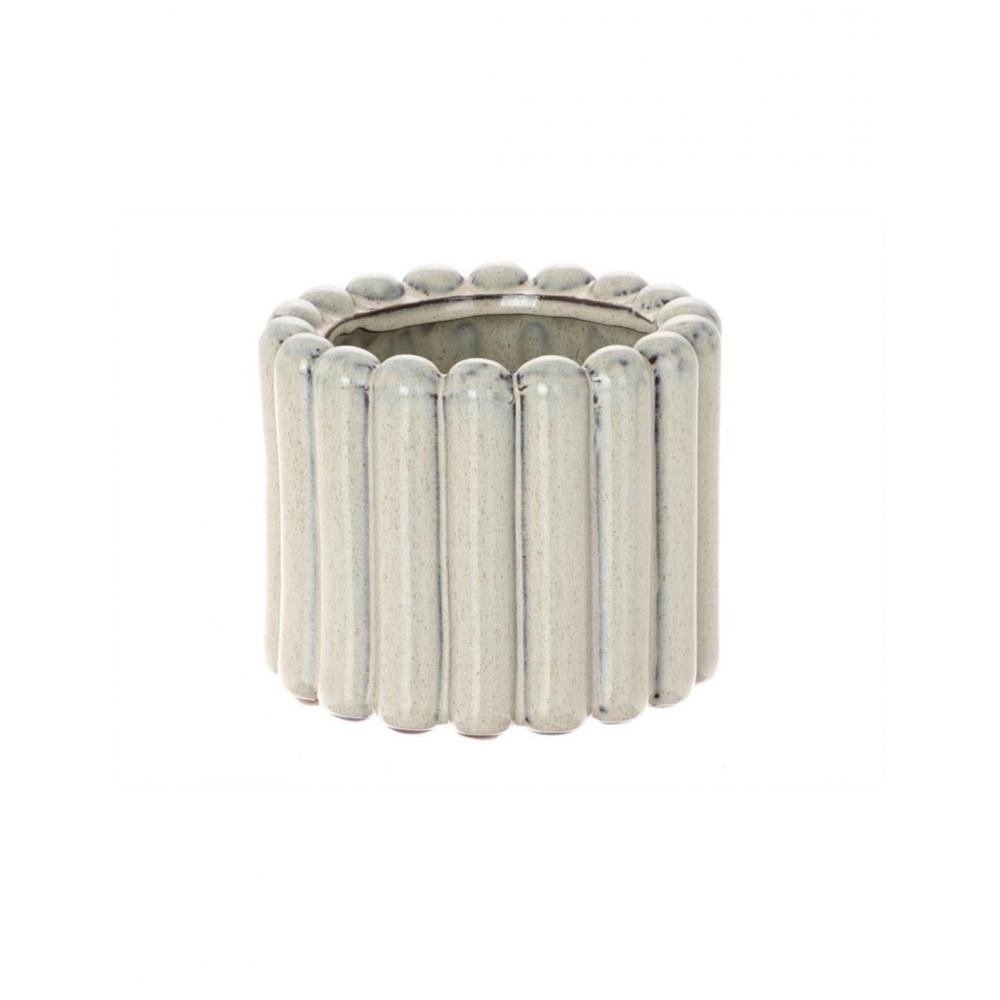 Κασπώ κεραμ. Ριγωτό κρεμ Φ13 Η10,5cm Plastona 012.312207316