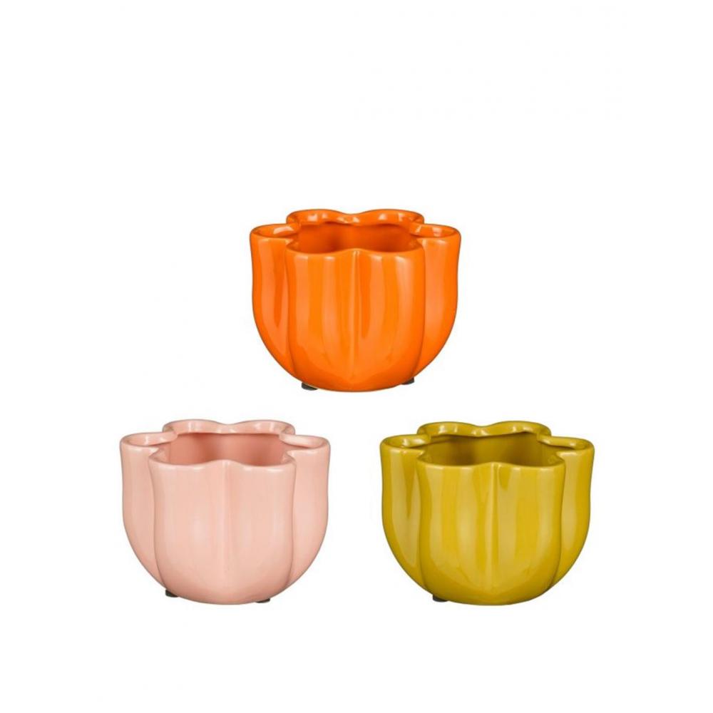 Κασπώ κεραμικό λουλούδι 3χρώμ. Φ14,5Η11 cm Plastona 02.1173870