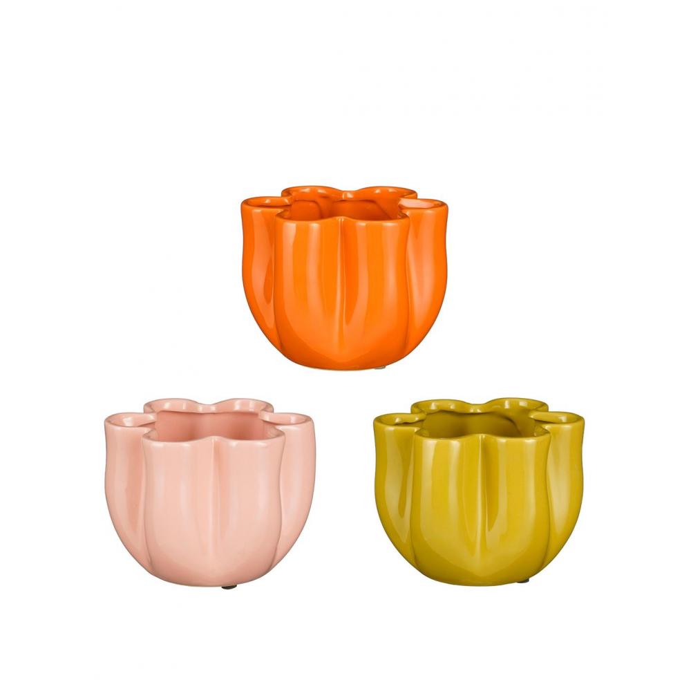 Κασπώ κεραμικό λουλούδι 3χρώμ. Φ17Η13 cm Plastona 02.1173871