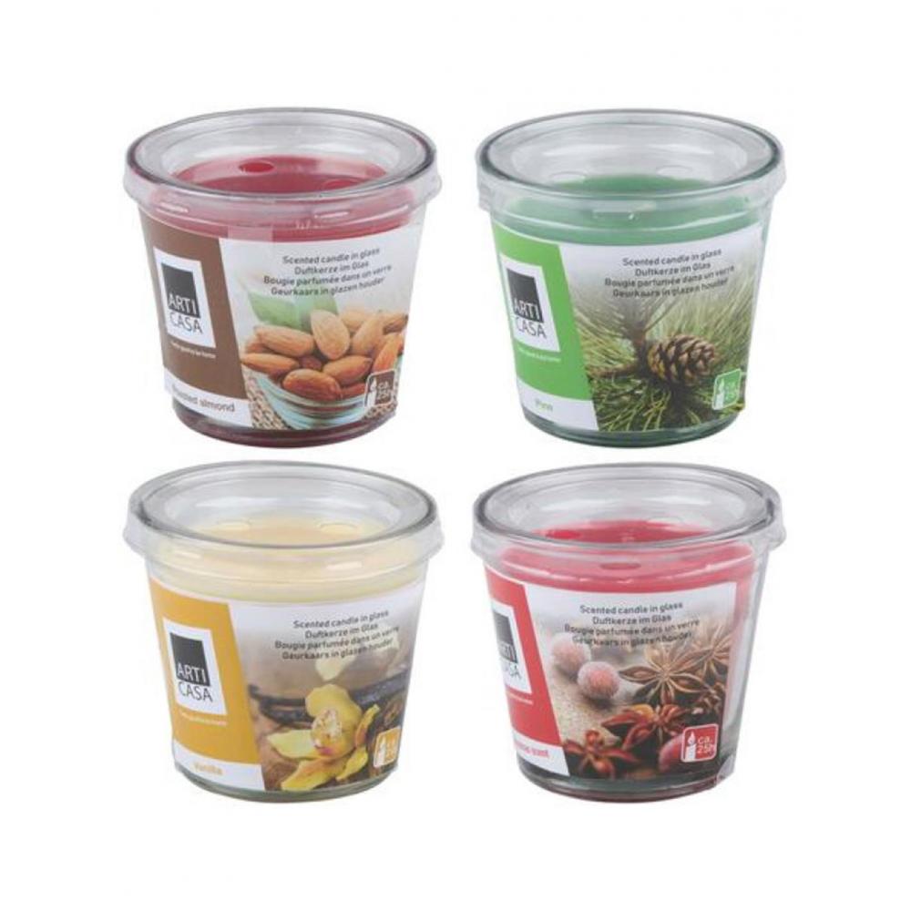 Κερί αρρωματικό σε γυαλ.ποτήρι 4χρώματα 145gr. Plastona 03.50000