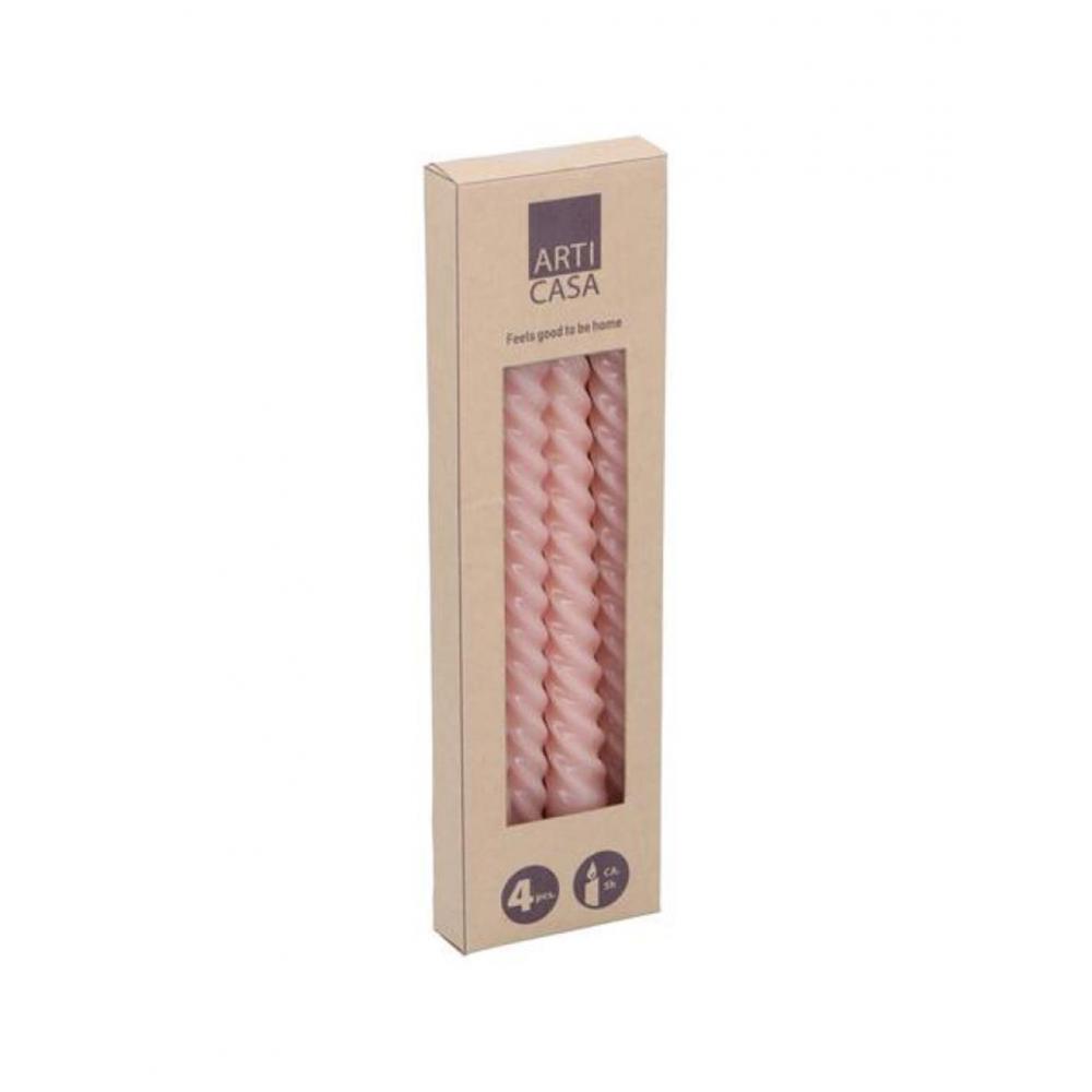 Κερί ελικοειδές ροζ 4 τμχ 2x25cm Plastona 03.24301